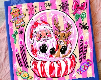 Doodle Christmas PNG, Girly Winter Shirt PNG, Trendy Striped Xmas Sublimation Design, Digital Download
