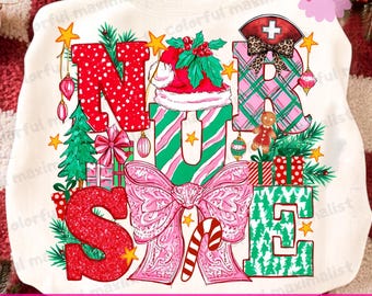 Preppy Christmas Nurse PNG,Pink Preppy Xmas Medical Png, Christmas Nurse Sweatshirt PNG