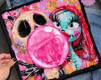 Preppy Jack And Sally Blowing Gum PNG, Nightmare Before Christmas PNG, Funny Nightmare Couple Halloween Sublimation, (Digital Download)