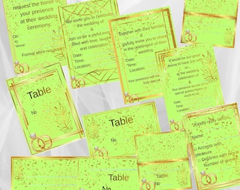 Wedding Invitation Template Set | Printable Invitation, RSVP & Table Cards | Digital Download