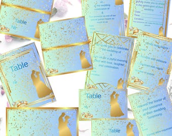 Wedding Stationery Set, Printable Invitation Suite, 11 Items Including RSVP and Table Cards