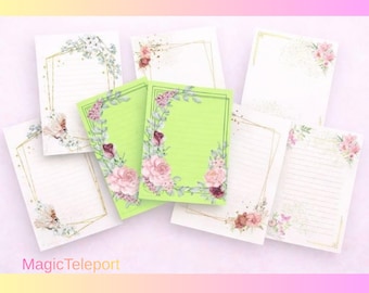 Romantic Wedding Writing Paper Set – 4 Floral Designs – Printable Love Letter Stationery