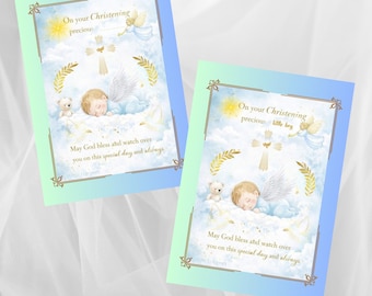 Christening Card Set for Baby Boy – Personalized, Fixed & Animated Cards + Bonus