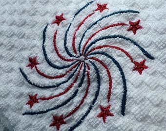 Embroidered Patriotic Dish Towels – Red White Blue Kitchen Decor