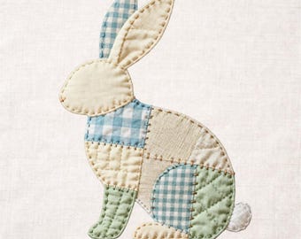 Patchwork Easter Bunny PNG | Quilted Bunny Clipart | Kids Easter Shirt Design | Personalized Easter Gift PNG