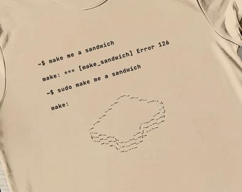 sudoでサンドイッチを作って！Tシャツ、面白いLinuxコマンドTシャツ、システム管理者向けギフト、ASCIIアート、開発者向けユーモア、Unixルートアクセス、コーディングジョーク