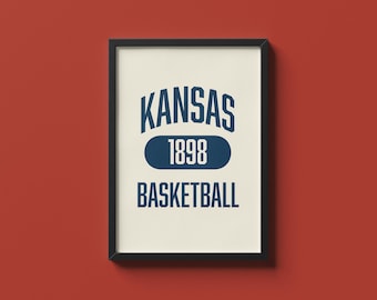 Kansas Basketball 1898 Print, Vintage KU Jayhawks Wall Art (Digital Download)