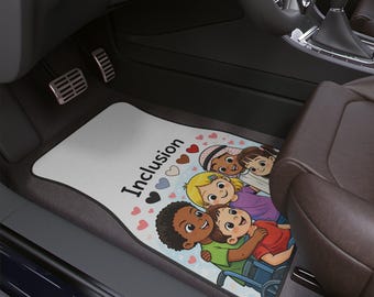 Inklusion Kinder Illustration Auto Bodenmatte | Vielfalt Kinderherzen
