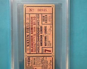 1934 World Series Clinching GM 7 Dizzy Dean Ticket Cardinals 3RD Title PSA 1.5 Fair Condition