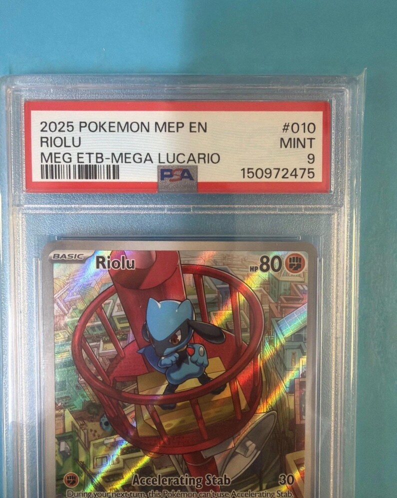 Mega Riolu Card 2025 Pokemon MEP EN Riolu #010 Meg Ebt. Mega Lucario PSA 9 Mint - Etsy