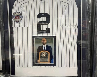 Derek Jeter #2 Autographed HOF Framed New York Yankees Jersey  w/World Series & HOF Rings “Please Read Full Description”