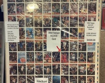 KOBE BRYANT  “Rookie” 1996-97 Topps Basketball Series II Uncut Card Sheet Framed “Extremely Rare”