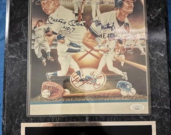 Mickey Mantle #7 & Don Mattingly #23 AUTOGRAPHED Yankees Photo Plaque JSA/COA