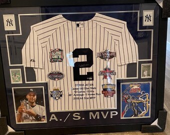 Derek Jeter #2 AUTOGRAPHED Framed Limited Edition (#14/22) Game Jersey 6 All Star Patches Steiner COA