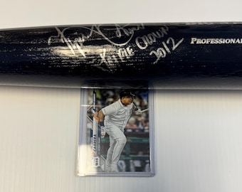 Miguel Cabrera Detroit Tigers AUTOGRAPHED Adirondack Big Stick Black Bat “Triple Crown 2012”Inscription w/JSA-COA