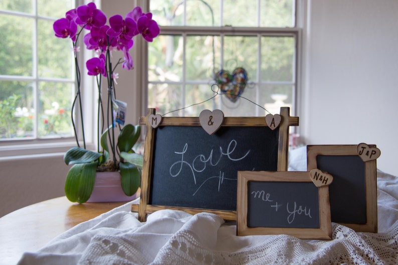 Personalized Rustic Wedding chalkboard Heart with initials can Etsy