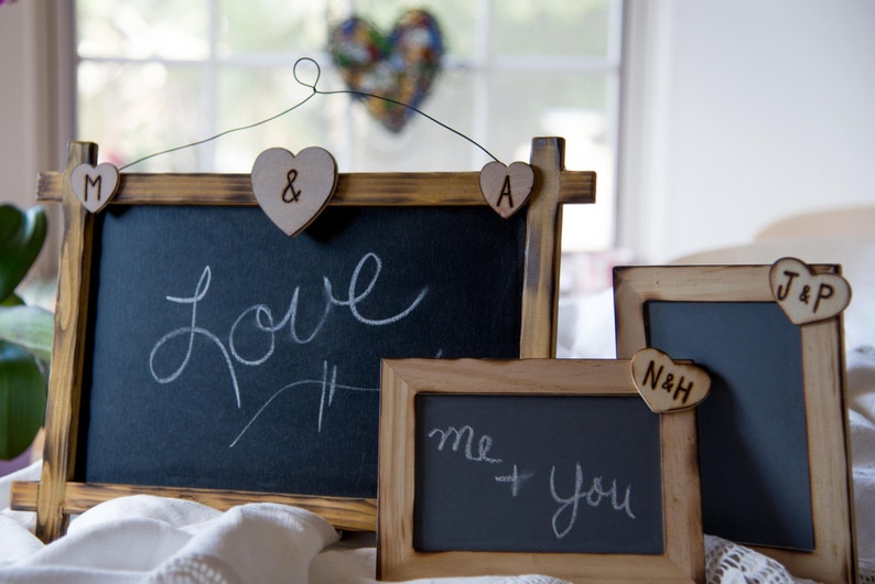 Personalized Rustic Wedding chalkboard Heart with initials can Etsy