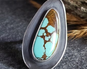 Turquoise stone ring Silver lining ring no. 3 | Handmade Art Jewelry | Statement Ring | Cocktail Ring