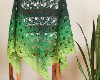 Green 100% Cotton Virus Crochet Shawl