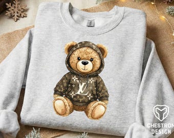 Boujee Teddybär PNG: Luxus Streetwear Design (Digitaler Download)