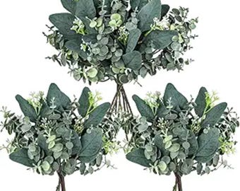 Rami di eucalipto artificiali – Verde misto con semi bianchi