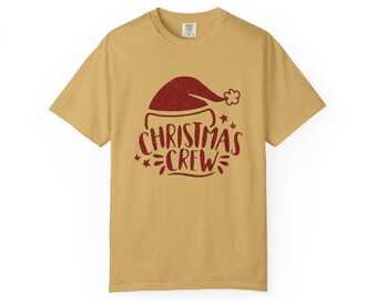 Christmas Crew T-Shirt Festive Holiday Tee with Santa Hat Design