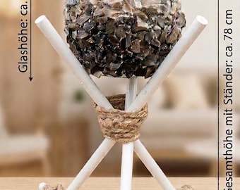 Maritime XXL tealight holder / planter with natural flint trim & designer stand