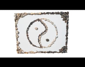 Yin und Yang Wandbild aus Feuersteinen, Unikat