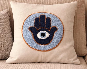 Capa de Almofada Shimmer Edition Azul Escuro Brilhante com Agulha de Punção Olho Grego