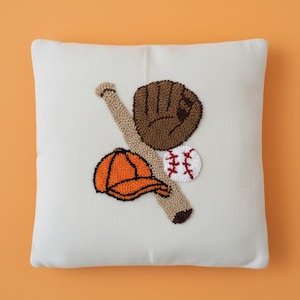 Baseball - Punch Needle - Pillowcase - customizable hat color