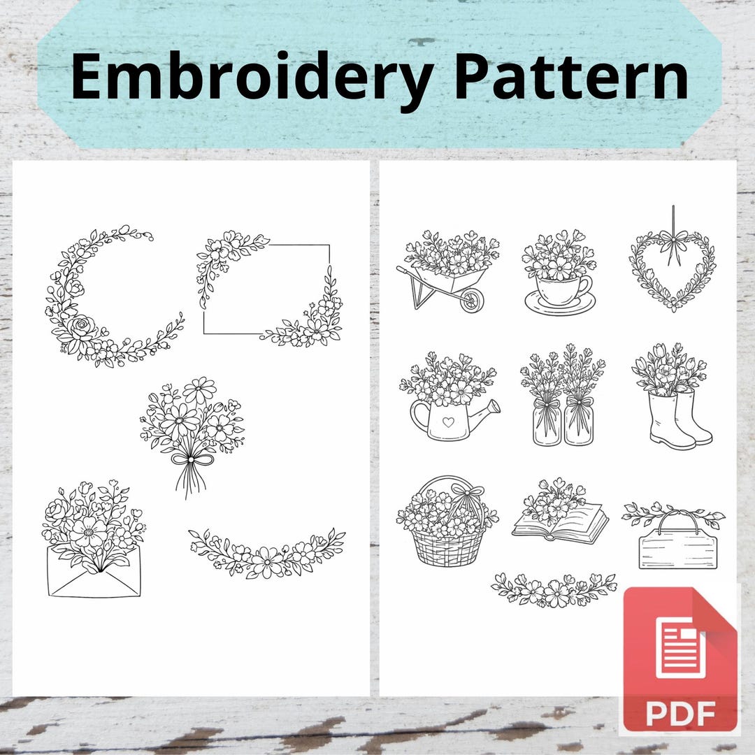 Floral Embroidery Design PDF – Hand Embroidery Pattern Download - Etsy