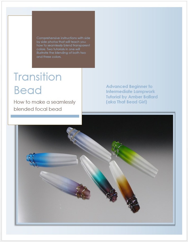 Transition Bead Lampwork Tutorial Blending Transparent Color for Adv. Beginner to Int. Bead Maker by That Bead Girl 2 in 1 image 1