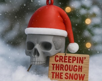 CHRISTMAS SKULL, Santa Skull, Christmas Tree Ornament, Gothic