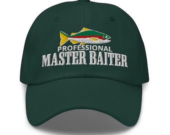Professional Master baiter embroidered baseball cap Fishing Gifts Master Baiter Bass fisher fish around trout Christmas Gift Fishy