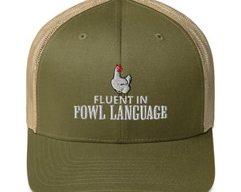 Fließend in Vogelsprache bestickte Trucker Cap Huhn Dad Mom Bauer vom Land Mädchen