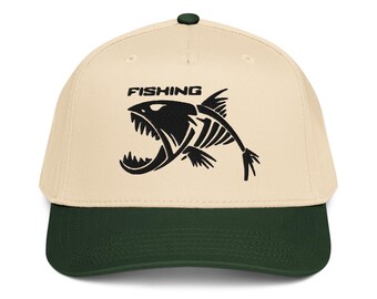 Fishing fish bone embroidered 5 panel cap Hunting Lover Gift Hunter Fisher Gift fisherman dad cap