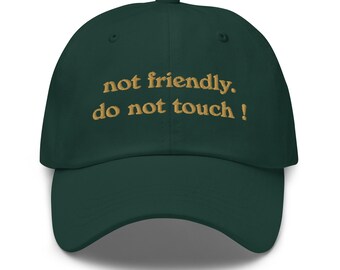 Non amichevole, non toccare, berretto da baseball ricamato, regali divertenti per lei, cappello sarcastico da riposo per lui