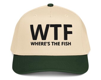 Regali di pesca wtf dov'è il pesce cappello ricamato 5 pannelli berretto pesca a mosca persico trota regalo pescatore Buon pescare intorno trovare trote