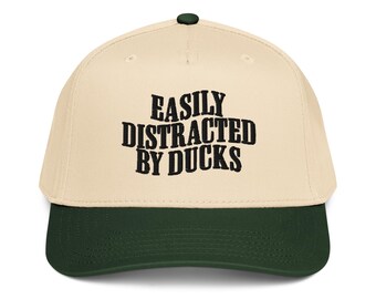 Easily Distracted by ducks embroidered 5 panel cap Funny cap Duck Lovers Gift Hat Animal Lover Gift Christmas hat goose hat bird cap