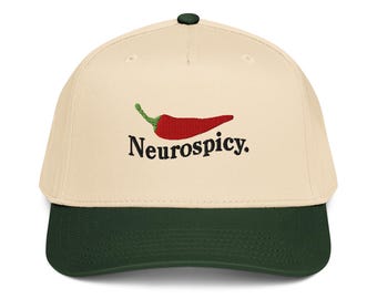 Neurospicy bestickte 5-Panel-Kappe Neurodiversent Lustige Neurovielfalt-Mütze Autismus Humor Autismus Mental-Gesundheit-Bewusstsein