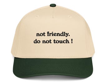 Cappellino ricamato a 5 pannelli con scritta "Non toccare" e scritta "Non amichevole", regali divertenti per lei, cappello sarcastico da riposo per lui