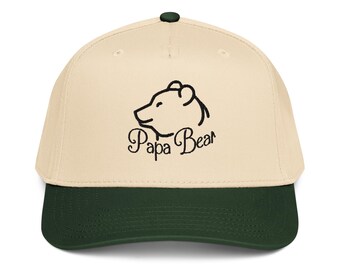 Cappellino con 5 pannelli ricamato con orsetto papà, regalo per papà, regalo per lui, cappello con animali, regalo per il nonno, regalo per papà, regalo per la festa del papà, cappello con orso per neo-papà