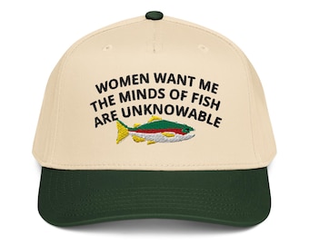 Angeln Geschenke Frauen wollen mir die Köpfe der Fische sind unkenntlich gestickte 5-Panel-Mütze Fischer Geschenke Fisch rund Forelle Weihnachten Fishy Geschenk