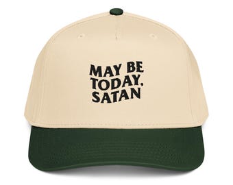 Vielleicht heute Satan gestickte 5 Panel Cap Jesus lustige heidnische Satanist Cap Parodie auf nicht heute Satan anti religiöse Geschenke für sie