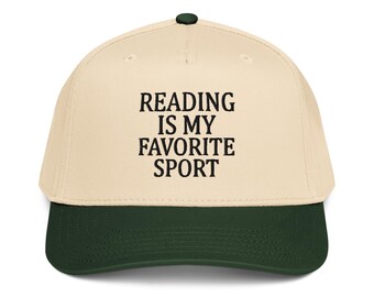 Reading is my Lieblingssport bestickte 5-Panel-Kappe Bücherwurm Buchliebhaber Leser Englischlehrer Geschenk Bücherwurm Bibliothekar Kappe