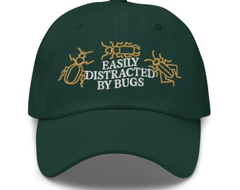 Cappellino da baseball ricamato con insetti facilmente distratto, cappello da papà, cappello retrò, regalo per amanti degli insetti, natura, entomologia, insetti striscianti, berretto per amanti degli insetti