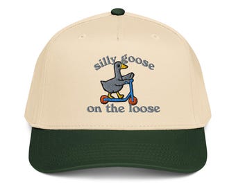 Cappellino a 5 pannelli con ricamo Silly Goose Cappello da oca diventato troppo sciocco Oca all'aperto Amante degli animali Campeggio Cappello divertente Mamma Papà Animali selvatici anatre