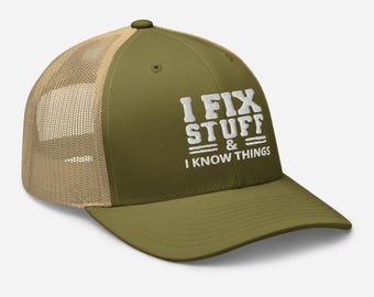 Ich fixiere Sachen und weiß Dinge Dad Hat bestickt Trucker Cap Baseballmütze Humor Mechaniker Geschenke Mama