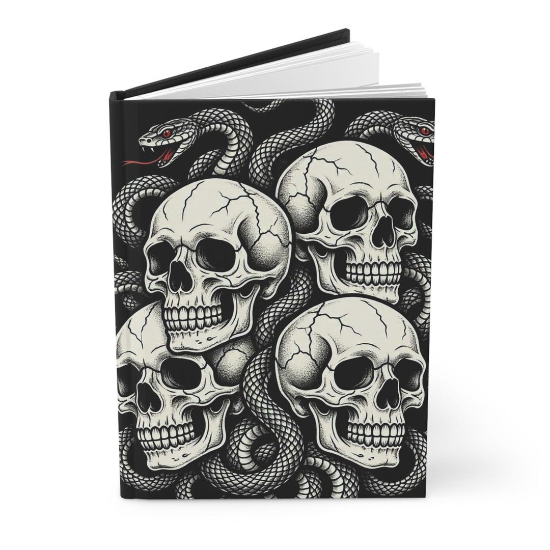 Snake Journal Gothic Skull & Snake Journal - Dark Academia Notebook, Monochrome ...