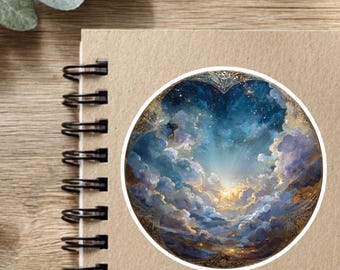 Ethereal Sky Sticker | Dreamy Celestial Clouds Art | Laptop Journal Decor